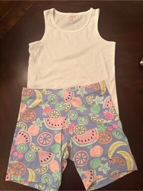 Cat & Jack White Tank Top with Lavender Fruit-Print Bike Shorts - Kids